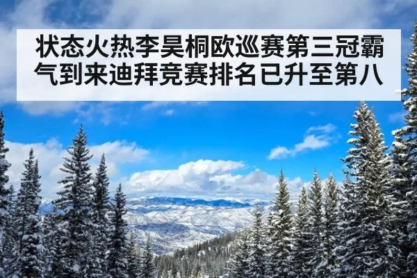 状态火热李昊桐欧巡赛第三冠霸气到来迪拜竞赛排名已升至第八